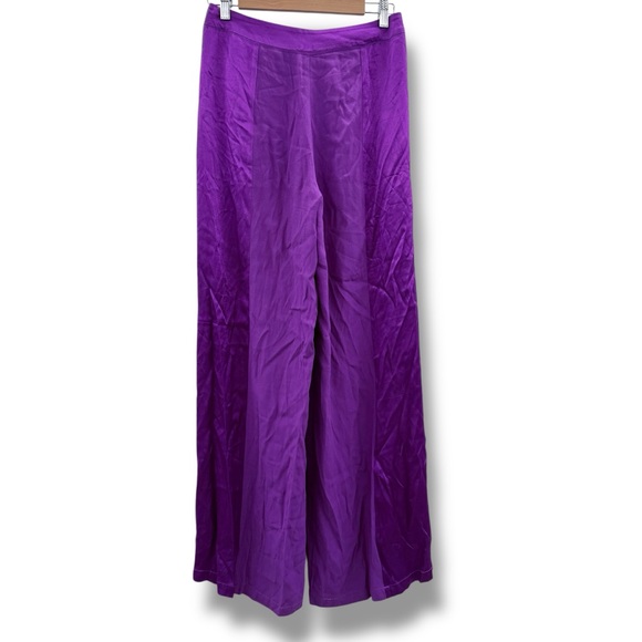 Anthropologie Corey Lynn Calter Two Tone Purple Wide-Leg Satin Pants Sz S - Picture 6 of 15